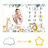 CSFOTO Jungle Animals milestone blanket features soft plush material for cozy baby photos