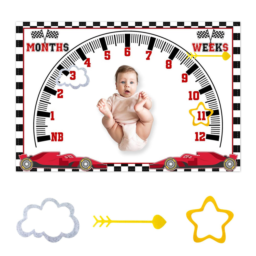 CSFOTO Racing Car milestone blanket close-up with soft plush texture for gentle newborn photography.