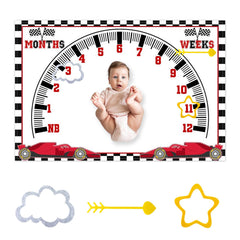 CSFOTO Racing Car milestone blanket close-up with soft plush texture for gentle newborn photography.