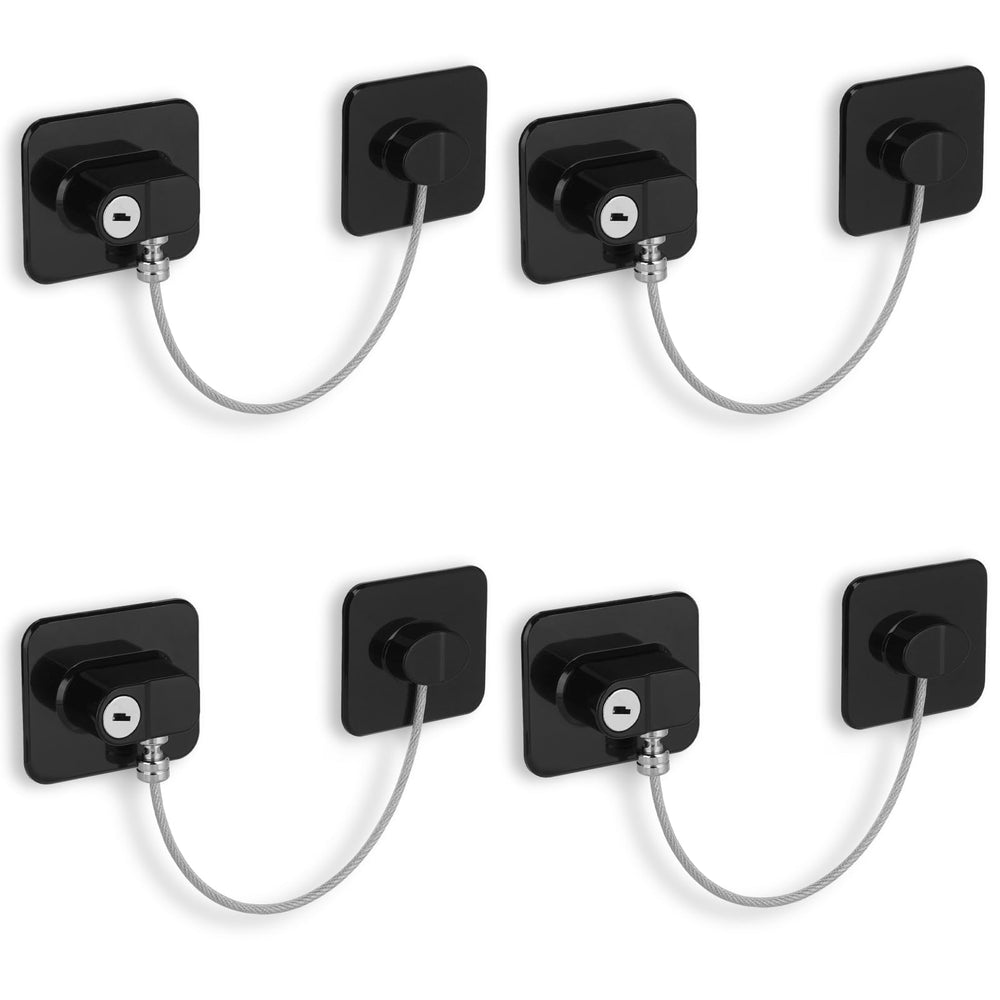 CTEOUNPT fridge lock with key in rectangular black finish for secure fridge access.