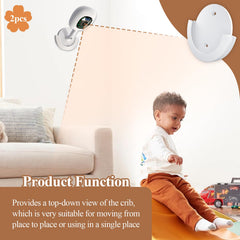 Top-down crib-view mount captures wide, easily monitored crib area.