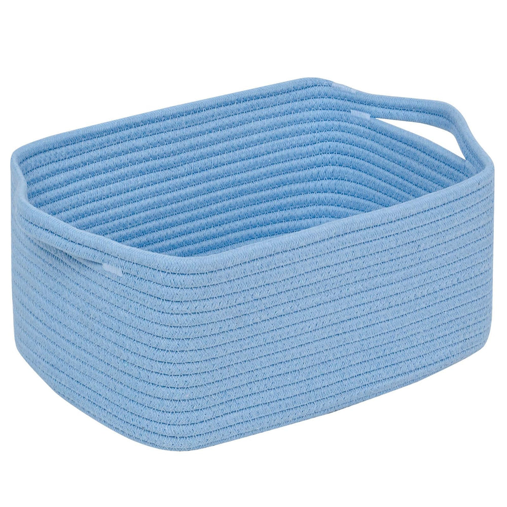 CubesLand cube storage basket blue on shelf provides tidy, accessible storage for toys or linens.