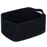 CubesLand Cube Storage Basket side view highlights sturdy cotton rope for tidy shelves