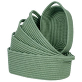 CubesLand small cotton rope basket set5 on a shelf keeps clutter tidy