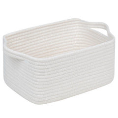 CubesLand woven cotton rope basket for laundry with easy pull handle.