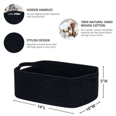 CubesLand cotton rope basket with handle design for easy shelf access.