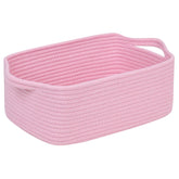 CubesLand pink cotton rope basket on shelf for tidy storage and organization