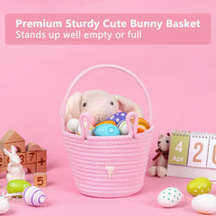 CubesLand pink Easter basket close-up highlights the two bunny ears and friendly design.