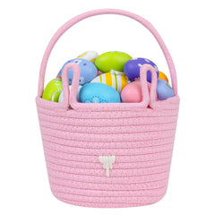 CubesLand pink Easter basket with handle, easy for little hands to carry during egg hunts.