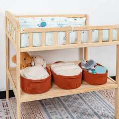 CubesLand rust-colored baskets nest neatly for versatile closet storage