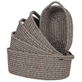 CubesLand small cotton rope storage baskets on a shelf with handles for tidy spaces.