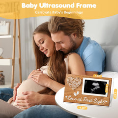 Cubotn ultrasound frame highlights cherished baby announcement photo possibilities.