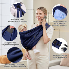 Cuby dark blue carrier shows ergonomic shoulder pads for fatigue reduction