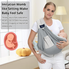 CUBY mesh baby sling multi-carry positions enables growth through infancy.