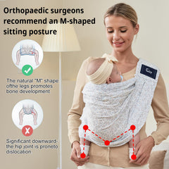 CUBY Wrap adjustable length 53-57 cm for growing babies and caregivers.