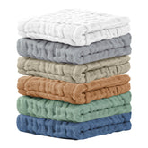Cuddle Campus 6-pack baby washcloths in soft muslin for gentle newborn bath time
