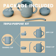 Cuddle Campus sippy cup lips show soft-mouth design for early drinking comfort.