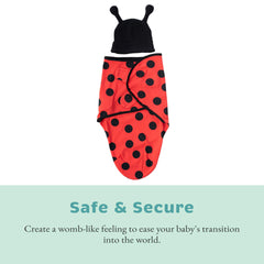 Cuddle Club swaddle with hook-and-loop fastener enables secure, easy wrapping.
