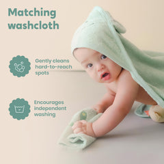 CuddleBug toddler-towel-30x30-sage-green generous size for quick drying after swims