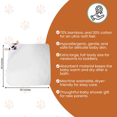 Cuddling Baby Hooded Towel versatile as blanket or swaddle.
