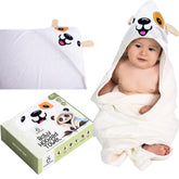 Cuddling Baby Premium Hooded Towel shows soft-absorbent fabric for gentle post-bath warmth.