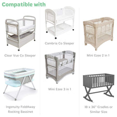 Cuddly Cubs cradle sheets 18x36 fitted snugly on bassinet.