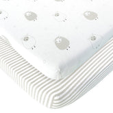 Cuddly Cubs two-pack box showcases convenient pack n play sheets for quick changes.