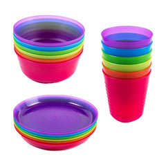 Cuddly Hippo 18-piece dinnerware set in vibrant colors for kid-friendly meals
