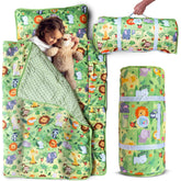 Cuddly Kiddos Jungle Safari Nap Mat front view for cozy daytime naps.