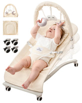 Cuddo Baby Bouncer beige with soft head pillow supports newborn comfort and gentle positioning.