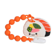 Cuebo baby teether sushi closeup showcases BPA-free silicone for soothing gums