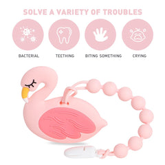 Cuebo one-piece pacifier clip image shows secure holder preventing drops