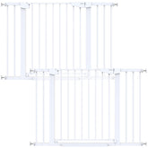 Cumbor 2-pack baby gate at stairs wide, safely blocks stairs for little explorers.