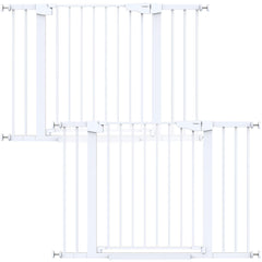 Cumbor 2-pack baby gate at stairs wide, safely blocks stairs for little explorers.