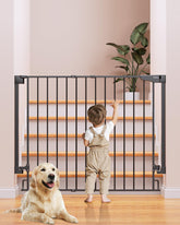 Cumbor 34-inch extra-tall stairs gate drill-mounted for strongest stair safety.