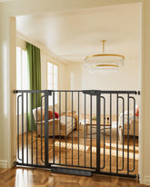 Cumbor 36-inch extra tall gate at stairs for toddler safety and access control