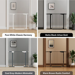 Cumbor baby gate dual-lock feature keeps toddlers secure and curious pets close.
