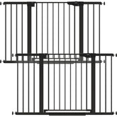 Cumbor baby gate stairs closed demonstrates secure stair safety for kids.