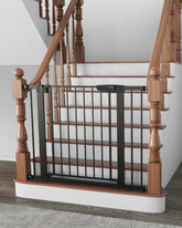 Cumbor baby gate on stairs setup showcases secure containment and easy access for busy households.
