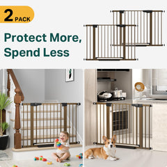 Cumbor wide walk-through gate in brown enables easy passage with a child