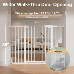 Cumbor gate with auto-close feature enables hands-free passage in busy homes.