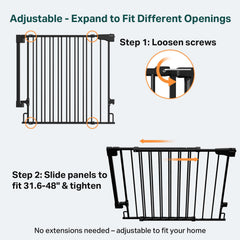 Cumbor no-bottom-bar gate enables seamless walk-through in hallway