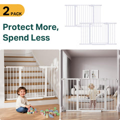 Cumbor wall-through gate in doorway offers easy passage for kids and pets.