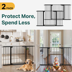 Cumbor wide-opening gate showing 29.7-54.2 inch fit for doorways