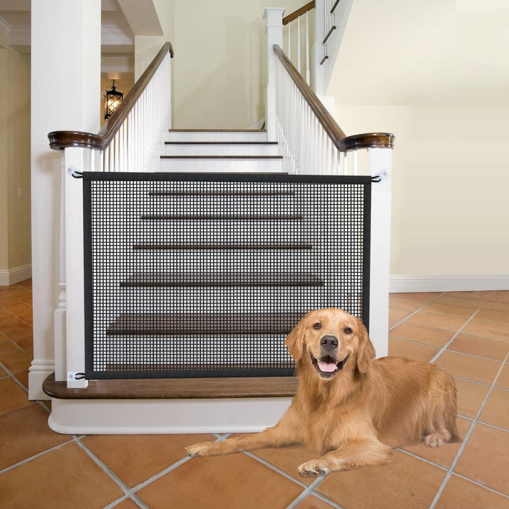 Cupount 2-pack dog gate full product view for stairs, mesh safety.