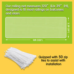 Cupount Banister Guard zip-ties-installation shows quick, tool-free setup.