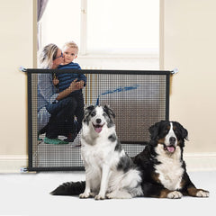 Cupount dog gate tensile-fiber mesh close-up showing durability.