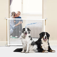 Cupount mesh gate on stairs shows quick, tool-free setup