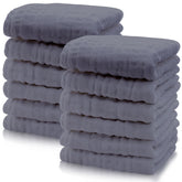 Cute Castle 12-pack muslin washcloths provide soft 12x12 inch surface for gentle baths