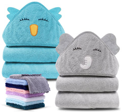 Cute Castle Lovely Elephant hooded towel front view; plush bamboo for gentle baby drying.